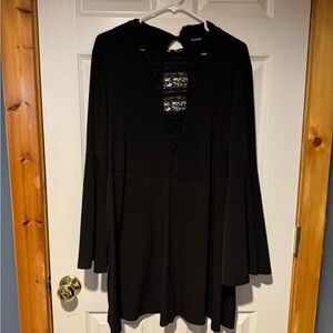 Simply Be Elegant Black Long Sleeve Dress with Lace Detail